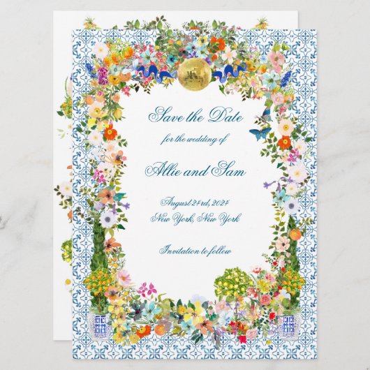 Huwelijksuitnodiging of Save the Date Garden Disco (Voorkant / Achterkant)