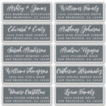 Huwelijksuitnodiging  Off-Black Trouw Gast Adresla Sticker<br><div class="desc">Makkelijk te personaliseren, namen en adressen / individuele trouwadreslabelstickers voor gasten uitnodigingen. Deze chic, modern en stijlvolle trouwadreslabels hebben de namen van je trouwe gasten in witte elegante handgeschreven kalligrafie op een off-black achtergrond. Voeg eenvoudig de namen en adressen van je individuele trouwe gasten toe. Exclusief voor jou ontworpen door...</div>