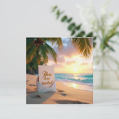 Huwelijksuitnodiging op een tropisch strand kaart (Staand voorkant)