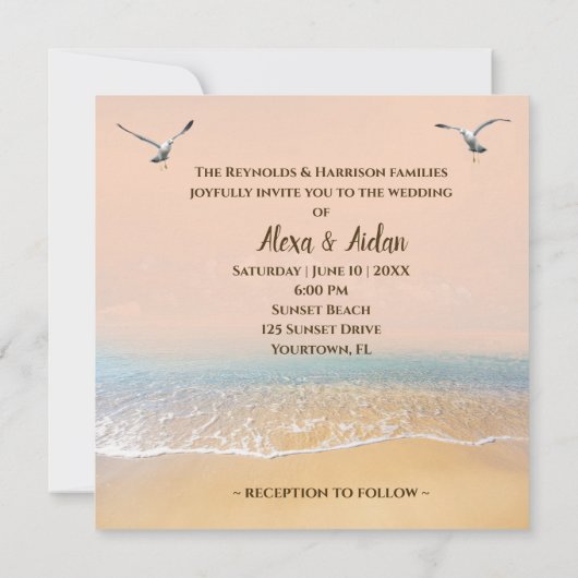 Huwelijksuitnodiging op een tropisch strand kaart (Achterkant)