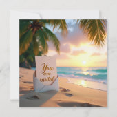 Huwelijksuitnodiging op een tropisch strand kaart (Voorkant)