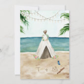 Huwelijksuitnodiging 'Op het strand' - Met pug Kaart (Achterkant)