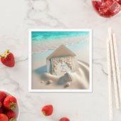 Huwelijksuitnodiging op het strand zand servet (Insitu)