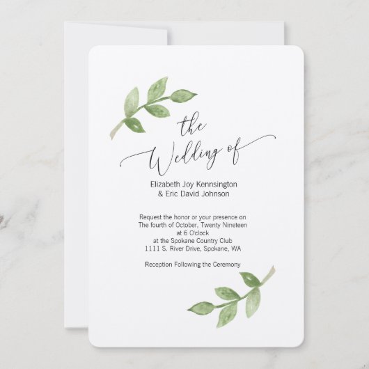 Huwelijksuitnodiging op Kraft papier met blad Kaart (Voorkant)