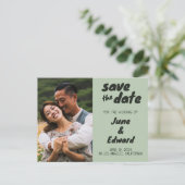 Huwelijksuitnodiging op maat gemaakte foto SAVE th Aankondigingskaart (Staand voorkant)