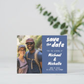 Huwelijksuitnodiging op maat gemaakte foto SAVE th Aankondigingskaart (Staand voorkant)