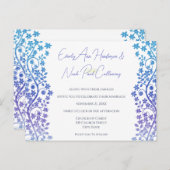 Huwelijksuitnodiging Paarse en Blauwe Bloemen Uitnodiging Briefkaart (Voorkant / Achterkant)