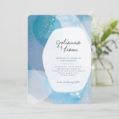 Huwelijksuitnodiging Pacific Blue Kaart (Staand voorkant)