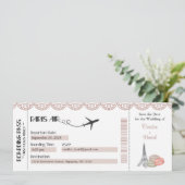 Huwelijksuitnodiging, Parijs Boarding Pass Kaart (Staand voorkant)