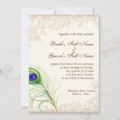 Huwelijksuitnodiging  pauwenveer geëtst kaart (Voorkant)