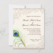 Huwelijksuitnodiging  pauwenveer geëtst kaart (Voorkant)