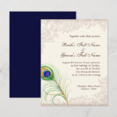 Huwelijksuitnodiging  pauwenveer geëtst kaart (Voorkant / Achterkant)