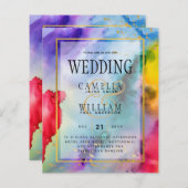 Huwelijksuitnodiging RAINBOW PRIDE Inkt LeahG (Voorkant / Achterkant)