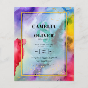 Huwelijksuitnodiging RAINBOW PRIDE Inkt LeahG Flyer