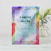 Huwelijksuitnodiging RAINBOW PRIDE Inkt LeahG Kaart (Staand voorkant)