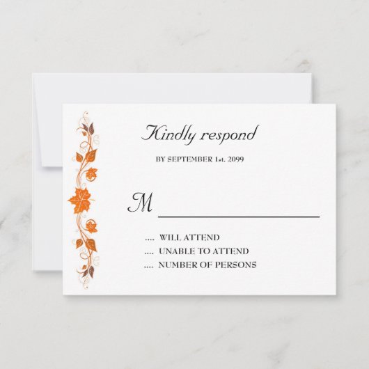 Huwelijksuitnodiging Reageer Kaart, Herfst verlaat Kaart (Voorkant)