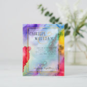 Huwelijksuitnodiging regenboog trots Ink LeahG (Staand voorkant)