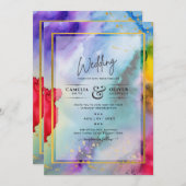 Huwelijksuitnodiging regenboog trots Ink LeahG Kaart (Voorkant / Achterkant)