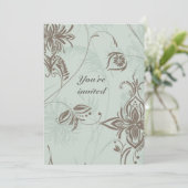 Huwelijksuitnodiging Romantisch Vines Damask Kaart (Staand voorkant)