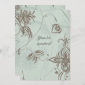 Huwelijksuitnodiging Romantisch Vines Damask Kaart (Voorkant / Achterkant)