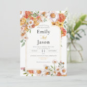 Huwelijksuitnodiging romantische bloemen bloeit kaart (Staand voorkant)