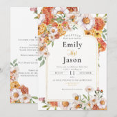Huwelijksuitnodiging romantische bloemen bloeit kaart (Voorkant / Achterkant)