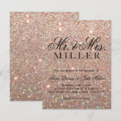 Huwelijksuitnodiging - Roos Gold Glitter Fab Kaart (Voorkant / Achterkant)