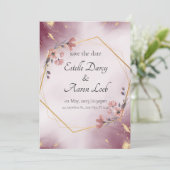 HUWELIJKSUITNODIGING - ROOS GOLD KAART (Staand voorkant)