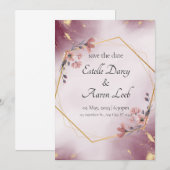 HUWELIJKSUITNODIGING - ROOS GOLD KAART (Voorkant / Achterkant)