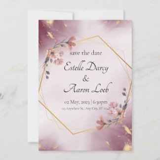 HUWELIJKSUITNODIGING - ROOS GOLD KAART