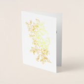 Huwelijksuitnodiging Roos in Bloom  Line Art Folie Kaarten (Voorkant)