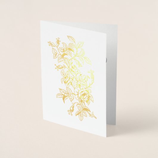 Huwelijksuitnodiging Roos in Bloom Line Art Folie Kaarten (Voorkant)