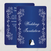 Huwelijksuitnodiging Royal Blue Bride Groom Kaart (Voorkant / Achterkant)