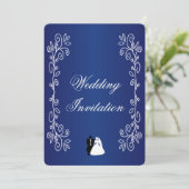 Huwelijksuitnodiging Royal Blue Bride Groom Kaart (Staand voorkant)