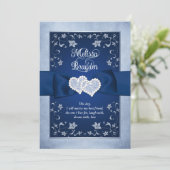 huwelijksuitnodiging | Royal Blue, Dusty Blue, Har (Staand voorkant)