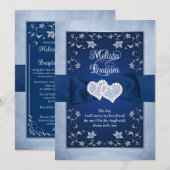 huwelijksuitnodiging | Royal Blue, Dusty Blue, Har (Voorkant / Achterkant)