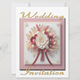 Huwelijksuitnodiging Roze en Gouden Boeket Kaart
