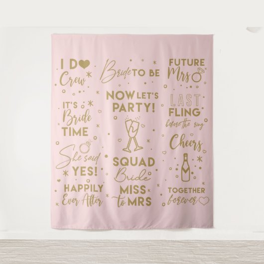 Huwelijksuitnodiging roze fotohokje Achtergrond ba Wandkleed (Voorkant)