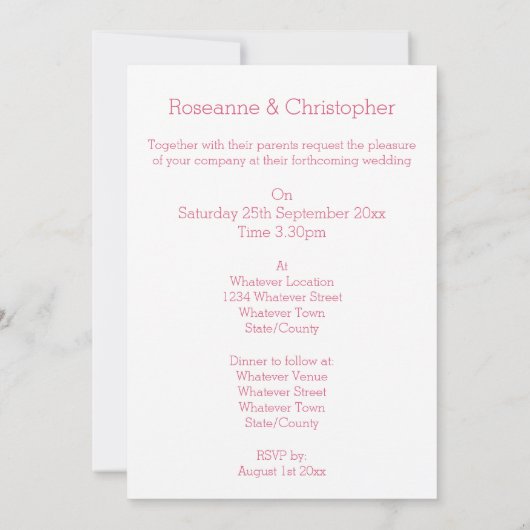 Huwelijksuitnodiging Roze Hart en Vlinders Kaart (Achterkant)