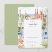 Huwelijksuitnodiging RSVP-kaart Barcelona Kaart (Voorkant / Achterkant)