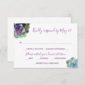 Huwelijksuitnodiging RSVP kaart met waterverf succ (Voorkant / Achterkant)