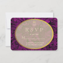 Huwelijksuitnodiging RSVP Luxe Paarse en gouden