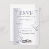 Huwelijksuitnodiging RSVP Silver  Tortelduifjes (Voorkant / Achterkant)