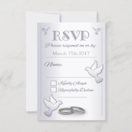Huwelijksuitnodiging RSVP Silver Tortelduifjes Kaartje
