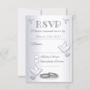Huwelijksuitnodiging RSVP Silver Tortelduifjes Kaartje