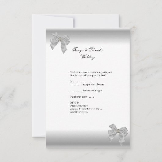 Huwelijksuitnodiging RSVP Wit Zilver (Achterkant)