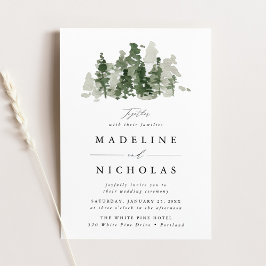Huwelijksuitnodiging Rustic Pine Forest Kaart
