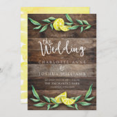HUWELIJKSUITNODIGING | Rustic Wood Lemon Waterverf Kaart (Voorkant / Achterkant)
