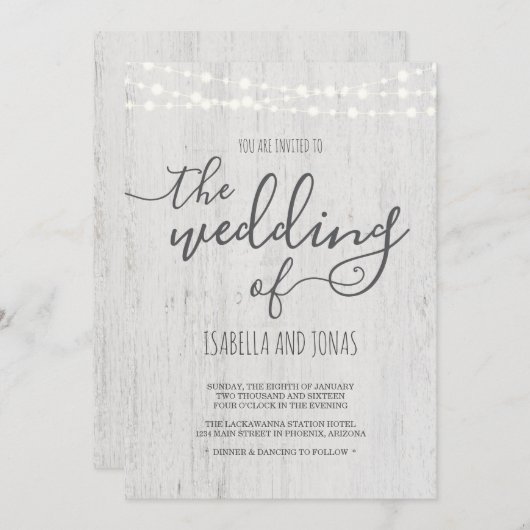 huwelijksuitnodiging | rustiek romantisch kaart (Voorkant / Achterkant)