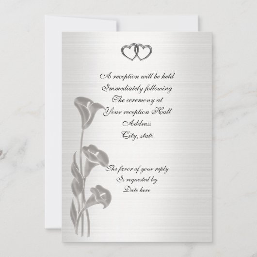 Huwelijksuitnodiging satijn-look calla lelies kaart (Achterkant)